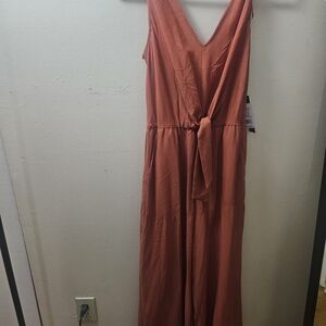 As U Wish Rust Orange V-Neck Sleeveless Jumpsuit